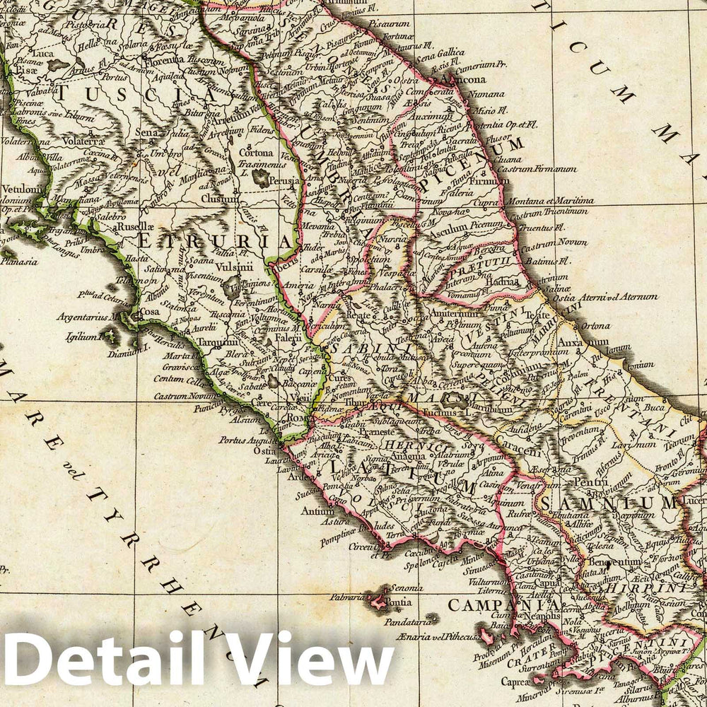 Historic Map : Italy; Slovenia , Rome (Italy), Corsica 1764 Tabula Italiae Antiquae geographica. , Vintage Wall Art