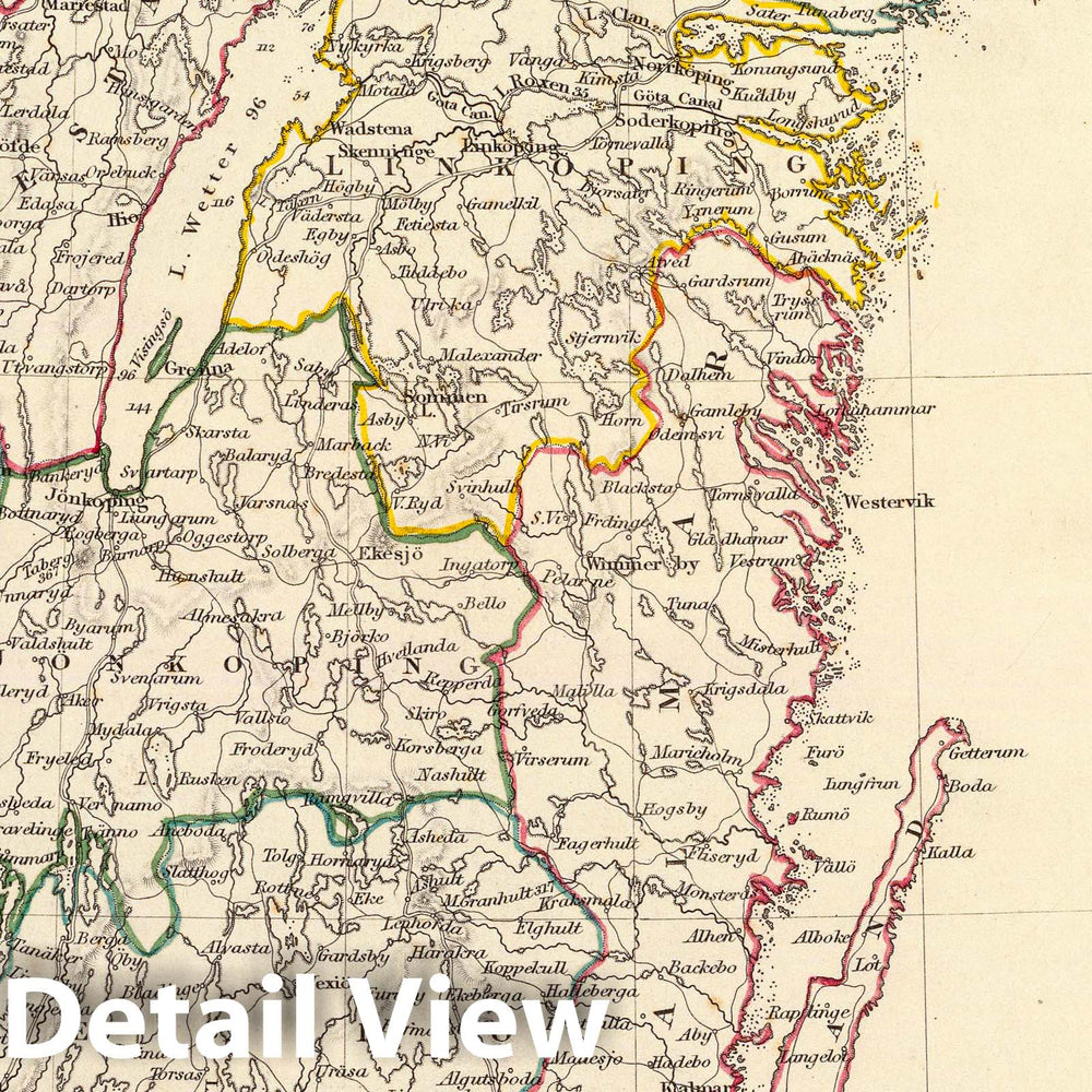 Historic Map : 1833 Sweden, southern - Vintage Wall Art