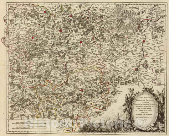 Historic Map : Belgium; Netherlands, 1752 Brabant, Namur Partie Meridionale. , Vintage Wall Art