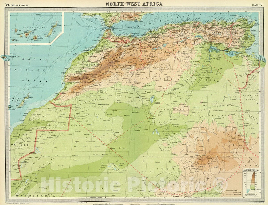 Historic Map : 1922 North-west Africa. - Vintage Wall Art