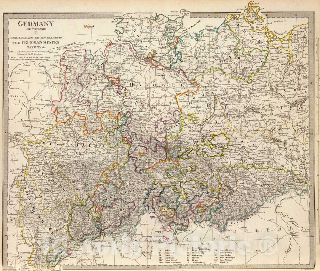 Historic Map : Germany; Poland, 1833 Germany. Deutschland I. , Vintage Wall Art