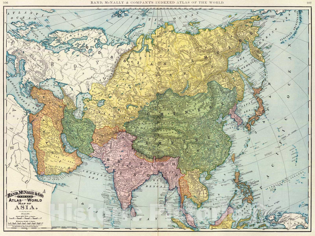 Historic Map : 1897 Asia. - Vintage Wall Art