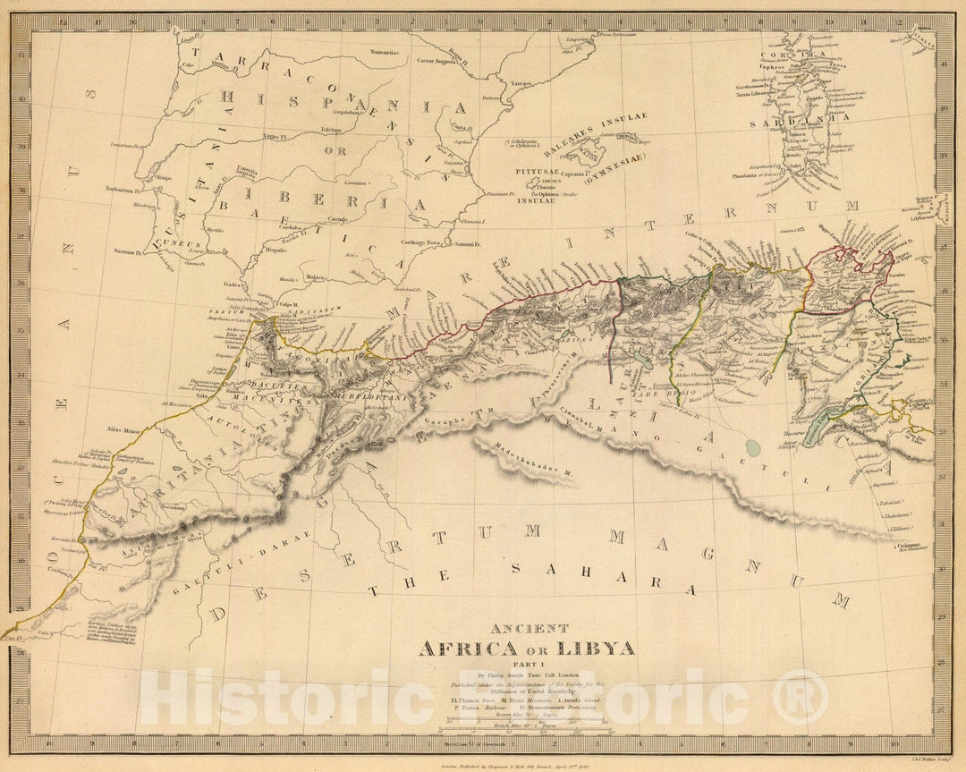 Historic Map : 1840 Ancient Africa or Libya I. - Vintage Wall Art