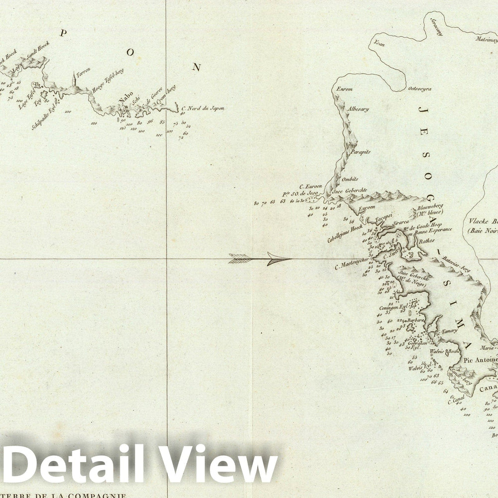 Historic Map : Japan; Russia, Hokkaido (Japan), Kuril Islands (Russia) 1797 Decouvertes nord du Japon. , Vintage Wall Art