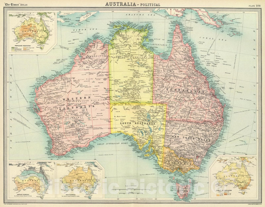 Historic Map : 1922 Australia - political. - Vintage Wall Art