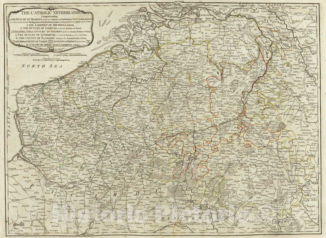 Historic Map : 1788 The Catholic Netherlands. - Vintage Wall Art