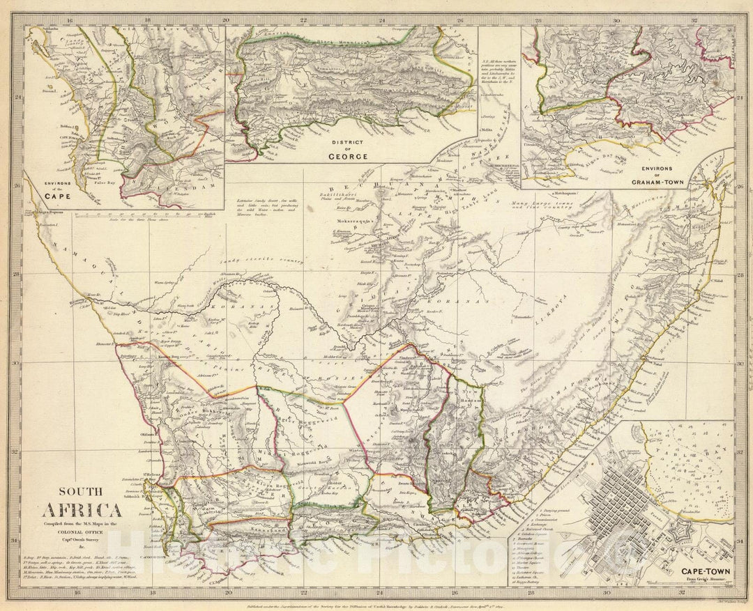 Historic Map : 1834 South Africa : Vintage Wall Art