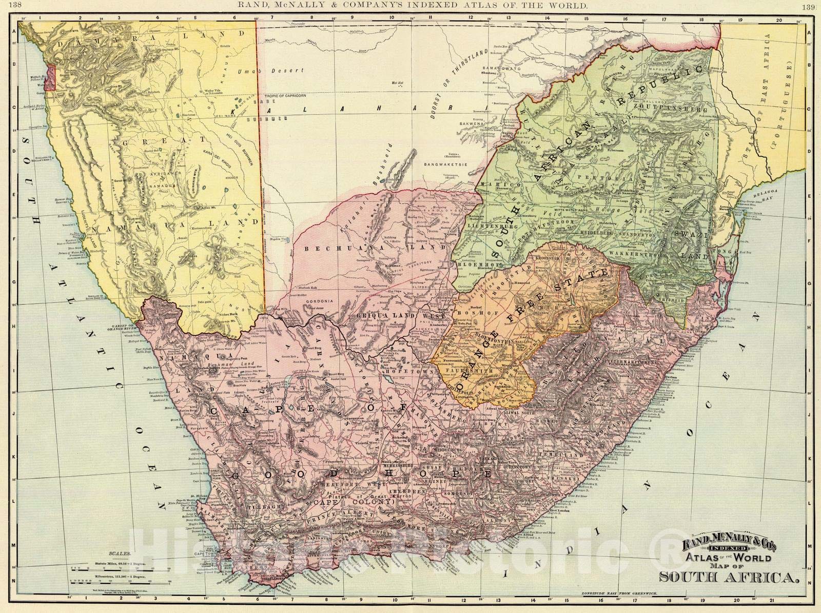 Historic Map : 1897 South Africa. - Vintage Wall Art