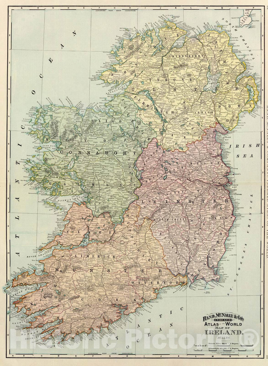 Historic Map : 1897 Ireland. - Vintage Wall Art