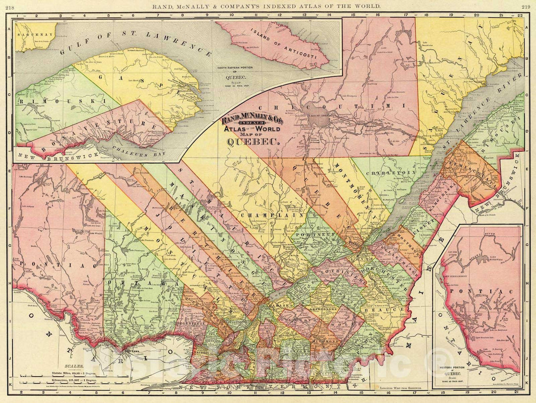 Historic Map : 1897 Quebec. - Vintage Wall Art