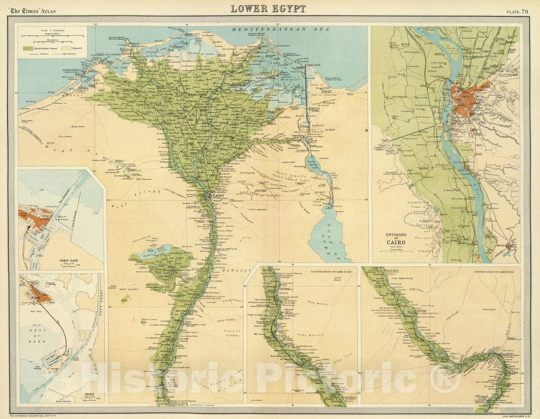 Historic Map : 1922 Lower Egypt. - Vintage Wall Art