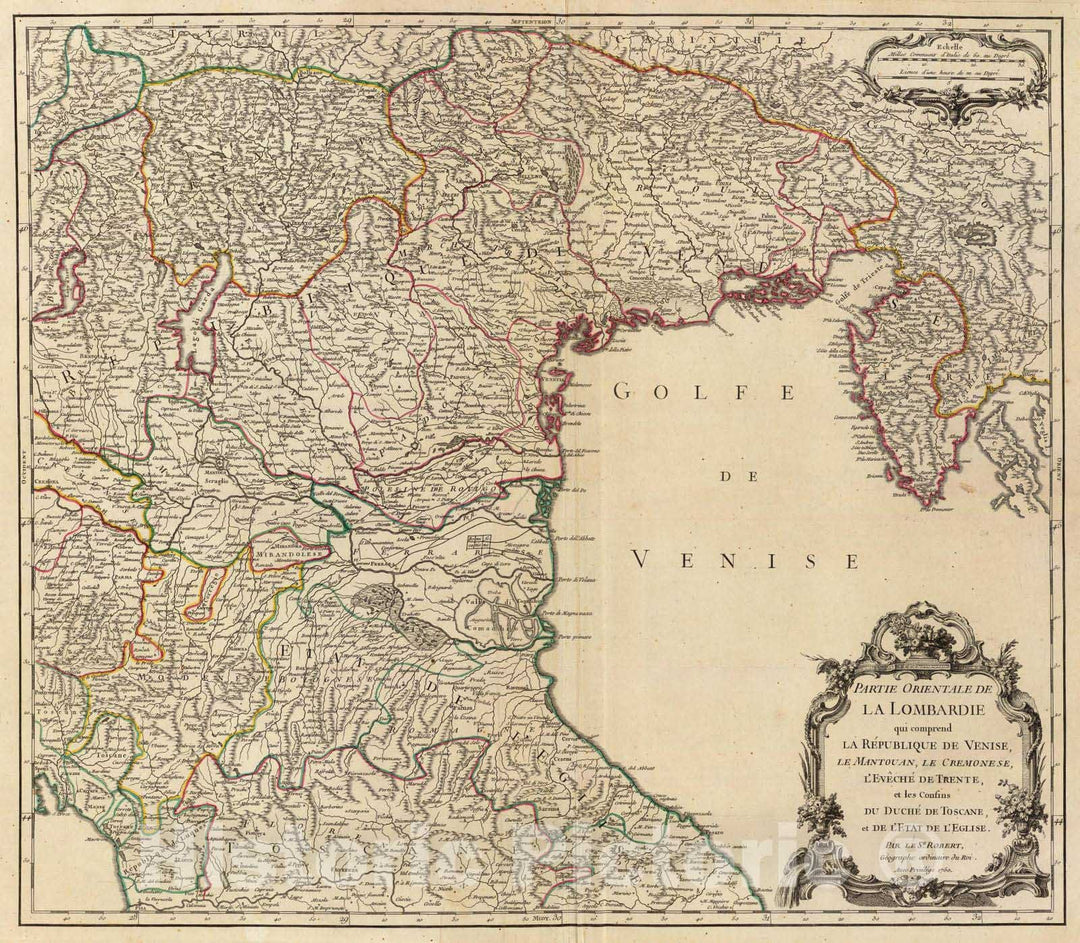 Historic Map : Italy; Slovenia, 1750 Lombardie orientale. , Vintage Wall Art