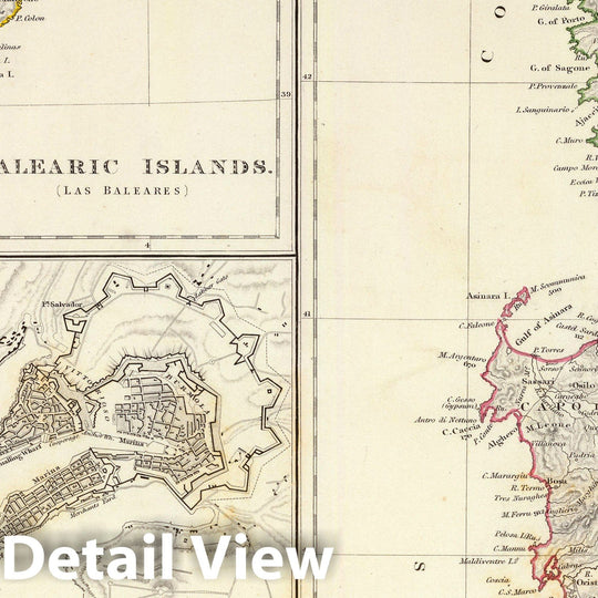 Historic Map : 1831 Corsica, Sardinia, Belearic Islands, Valetta. - Vintage Wall Art