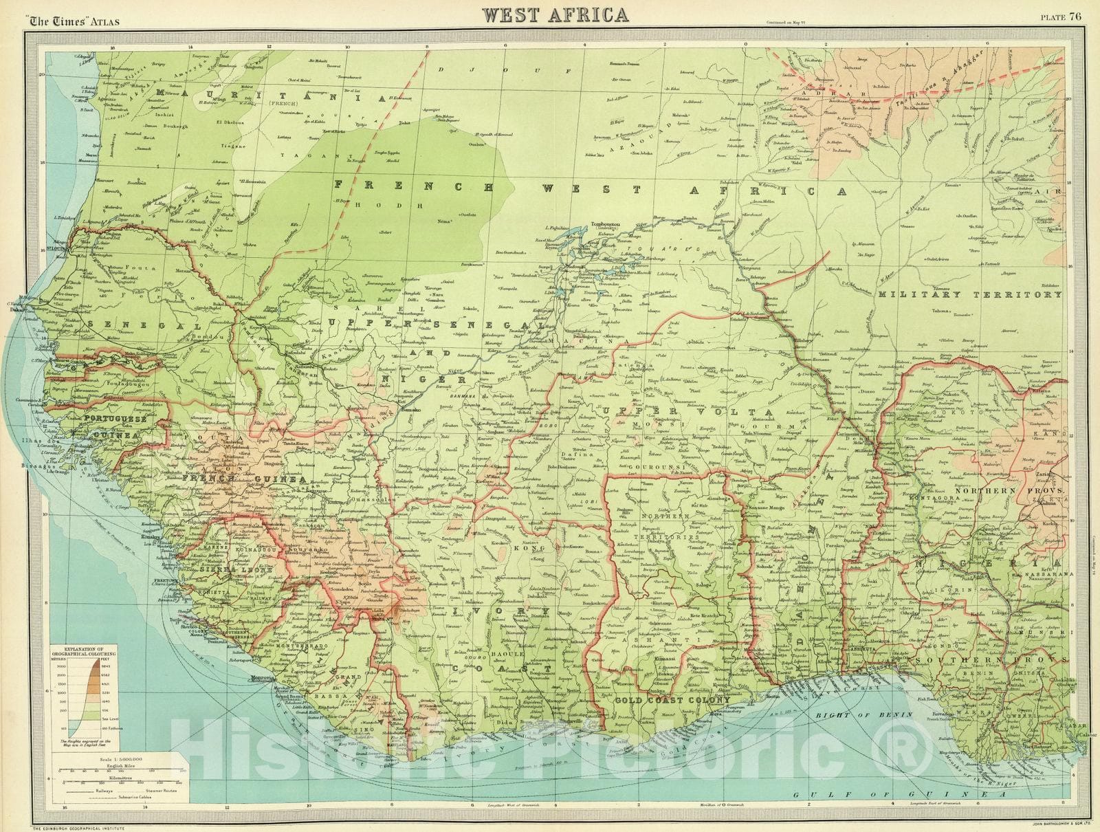 Historic Map : 1922 West Africa. - Vintage Wall Art