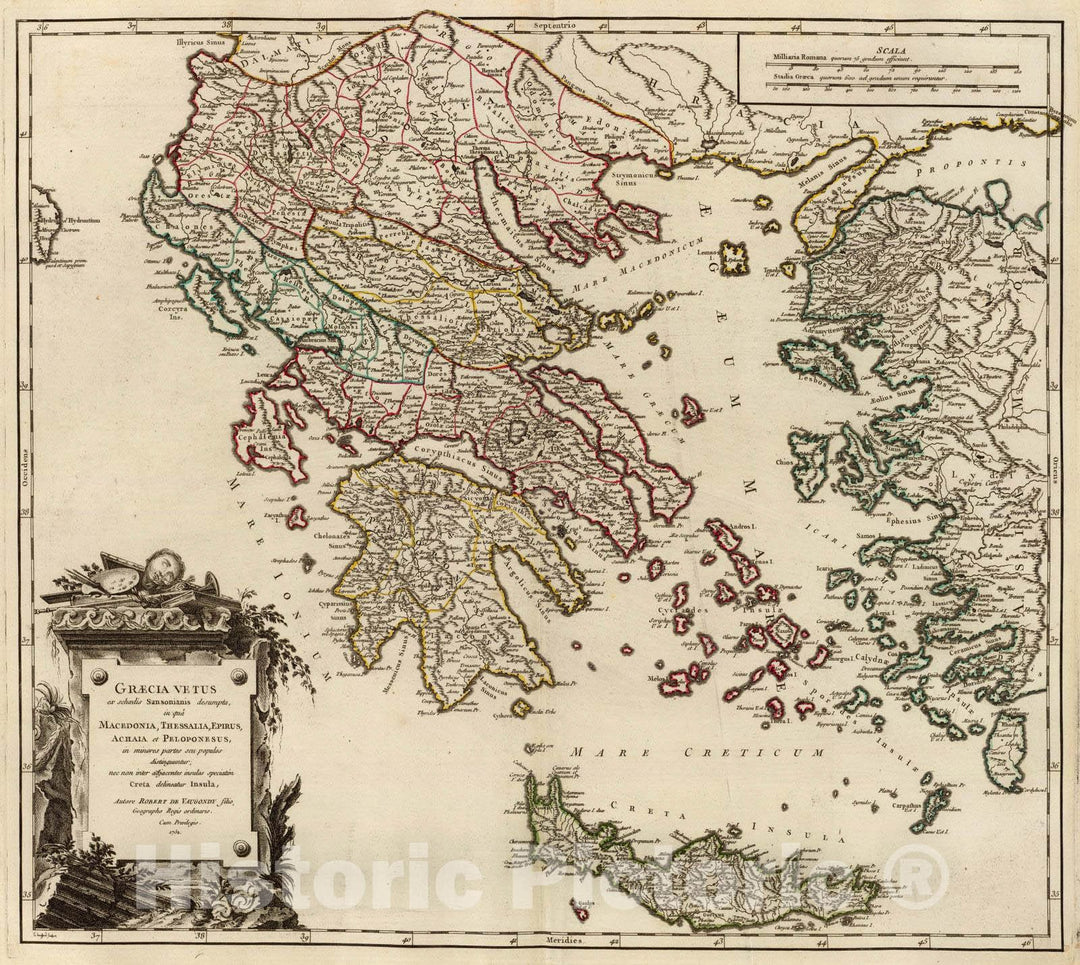 Historic Map : Greece; Turkey, 1751 Graecia Vetus. , Vintage Wall Art