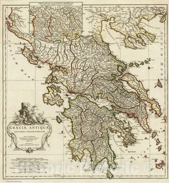 Historic Map : Greece; Macedonia, 1762 Graeciae Antiquae specimen geographicum. , Vintage Wall Art