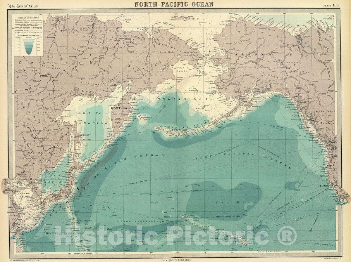 Historic Map : 1922 North Pacific Ocean. - Vintage Wall Art