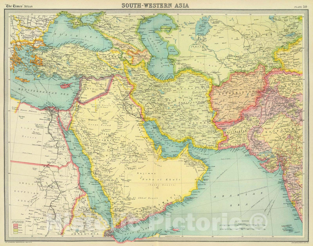 Historic Map : 1922 South-western Asia. - Vintage Wall Art