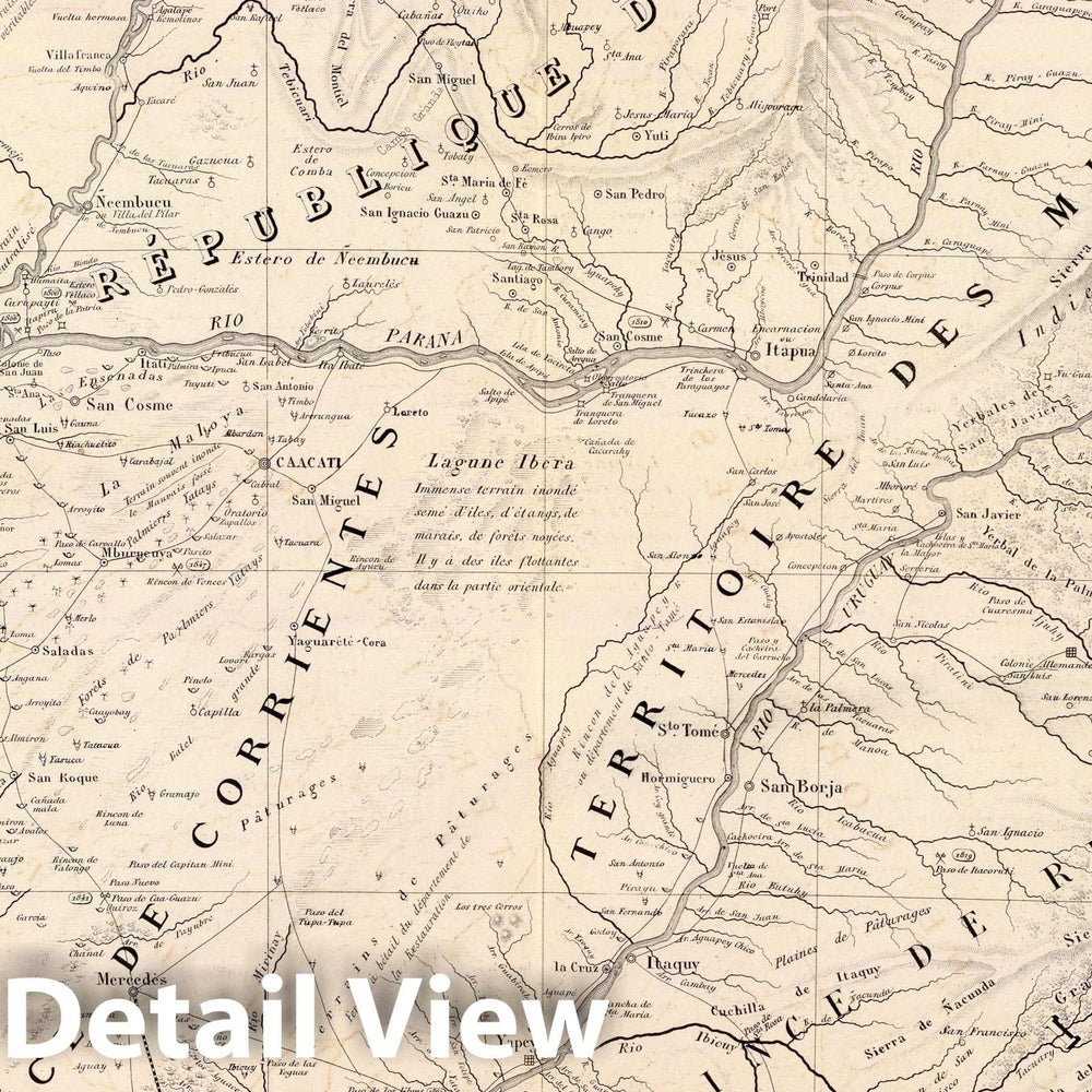 Historic Map : Argentina; Paraguay, Corrientes (Argentina : Province) 1873 Carte, Prov. de Corrientes, Terr. des Missions, pays adjacents. , Vintage Wall Art