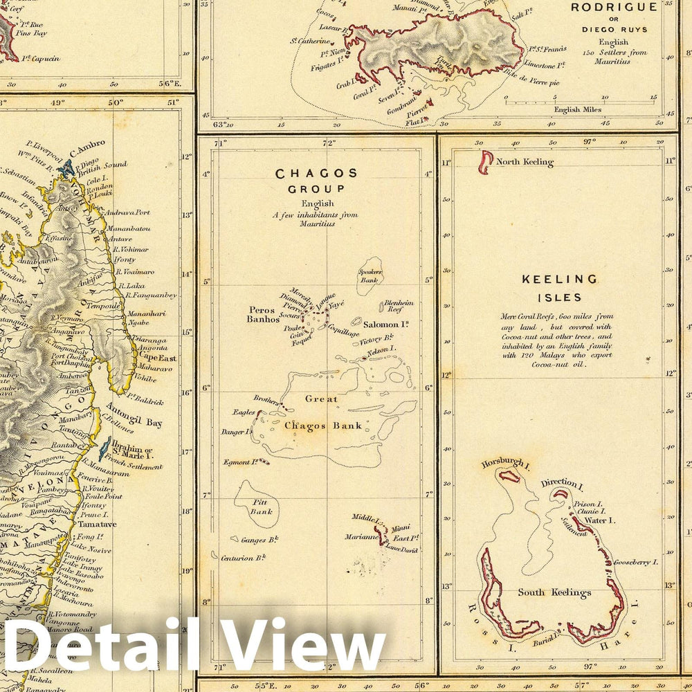 Historic Map : 1844 Indian Ocean Islands. - Vintage Wall Art