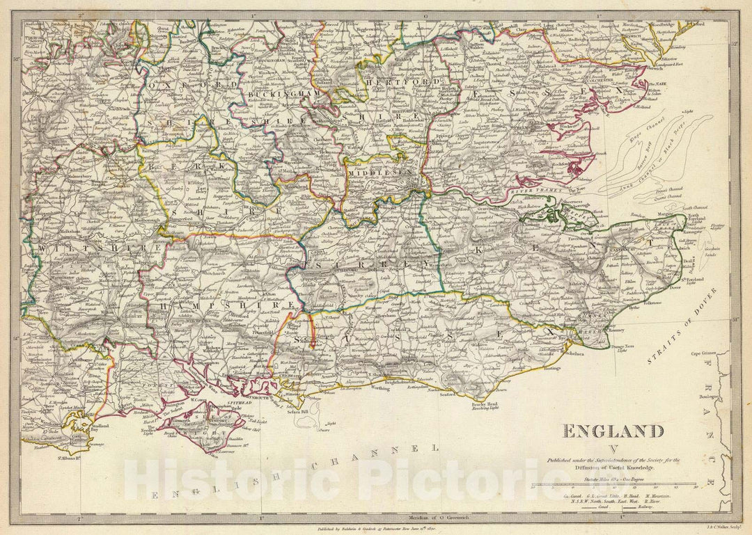 Historic Map : England, 1830 England V. , Vintage Wall Art