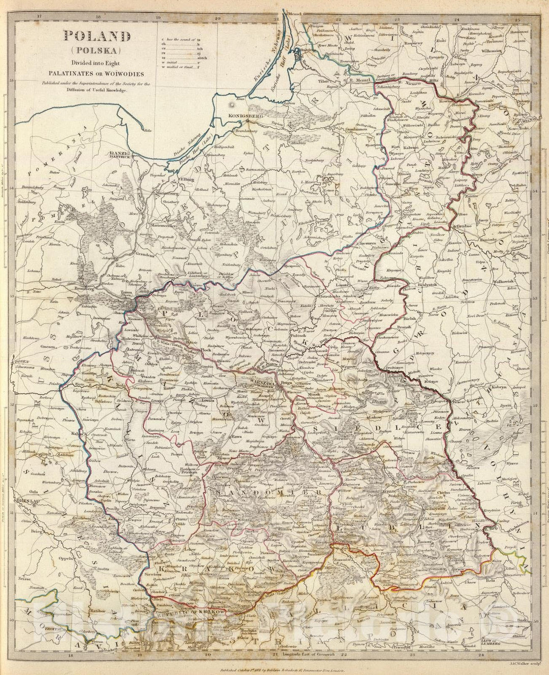 Historic Map : Poland; Russia, 1831 Poland. Polska. , Vintage Wall Art