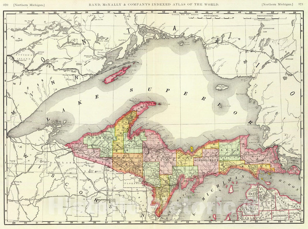 Historic Map : 1897 Northern Michigan. - Vintage Wall Art