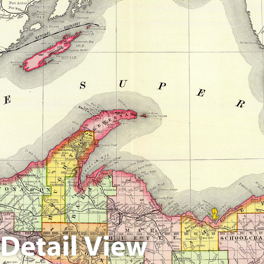 Historic Map : 1897 Northern Michigan. - Vintage Wall Art