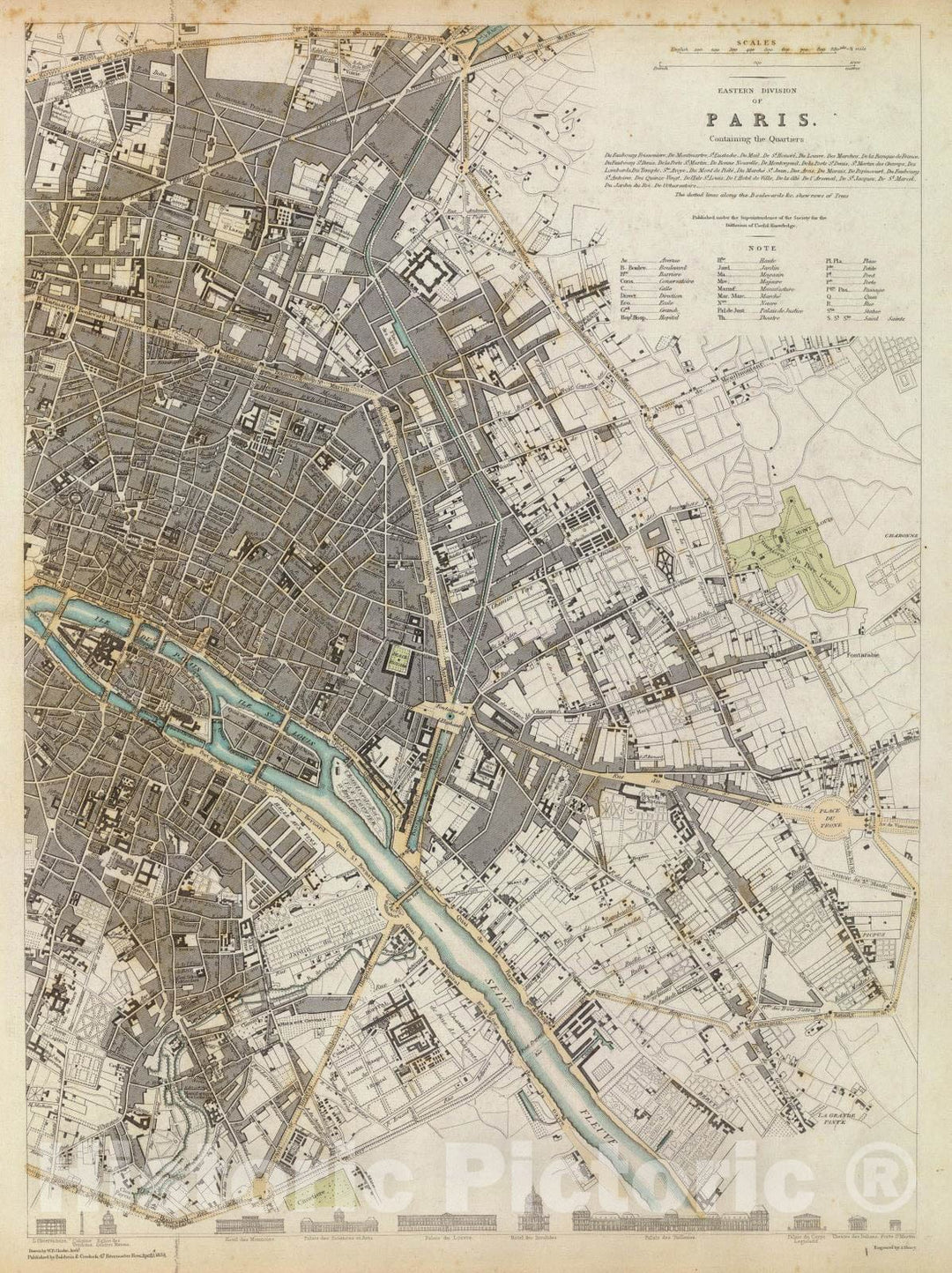 Historic Map : 1834 Paris, Eastern division. - Vintage Wall Art