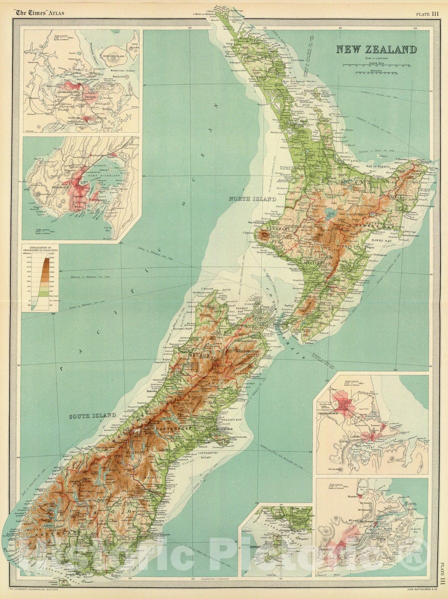 Historic Map - 1922 New Zealand. - Vintage Wall Art