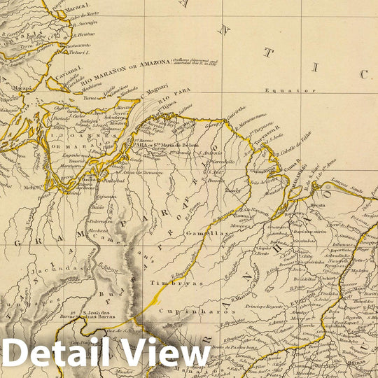 Historic Map : Guyana; Surinam, Guiana, South America 1836 Guayana, N. Brazil. , Vintage Wall Art