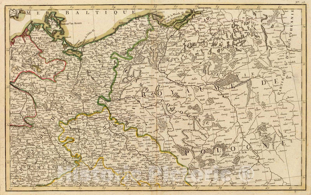 Historic Map : Germany; Poland, Europe, Central 1780 L'Alemagne 2. , Vintage Wall Art