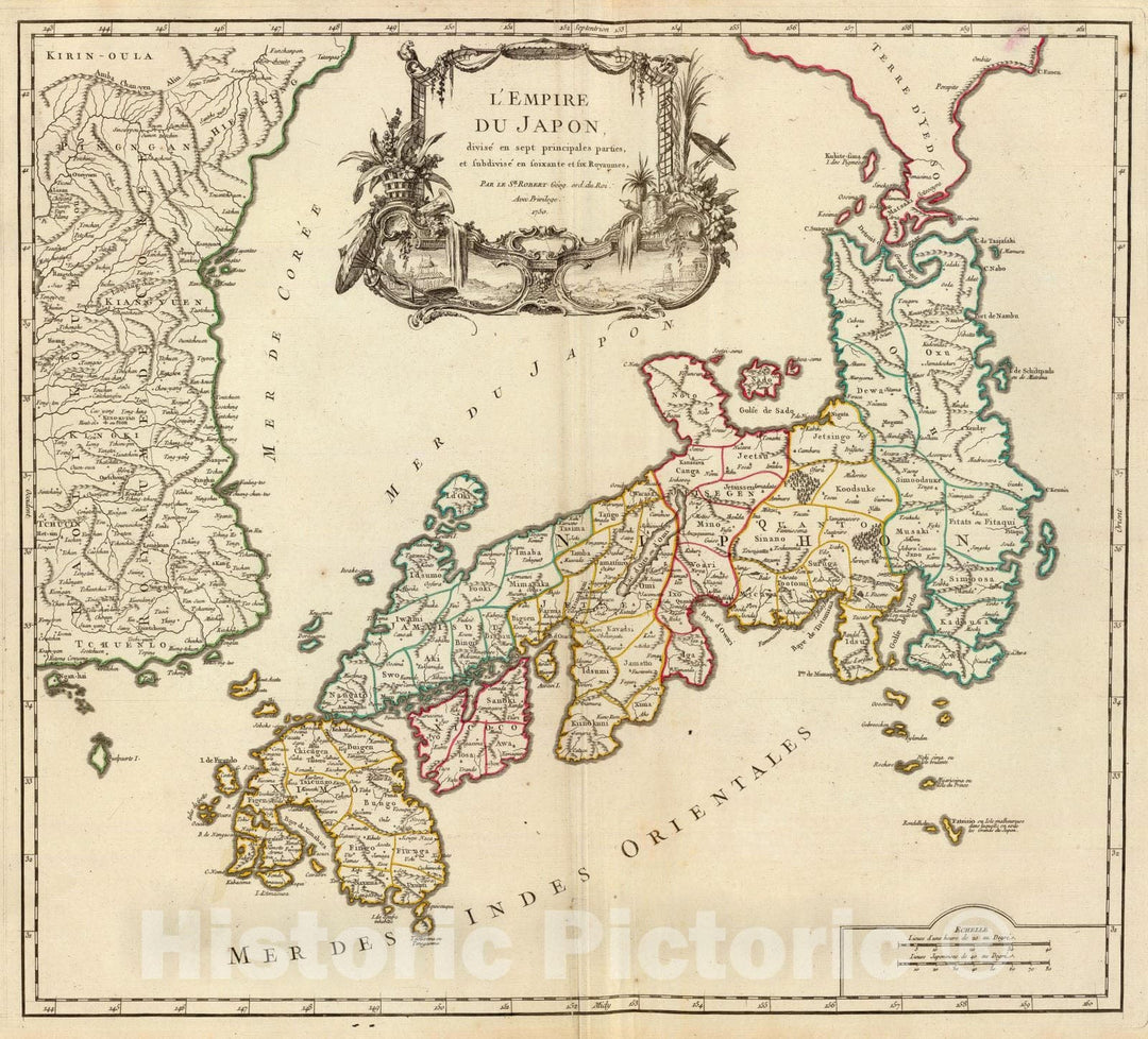 Historic Map : Japan; Korea, 1750 L'Empire du Japon. , Vintage Wall Art