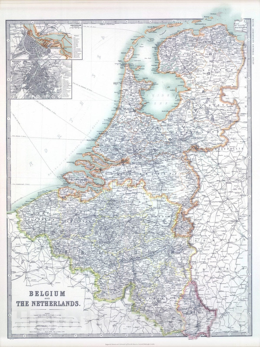 Historic Map : 1911 Belgium and the Netherlands - Vintage Wall Art