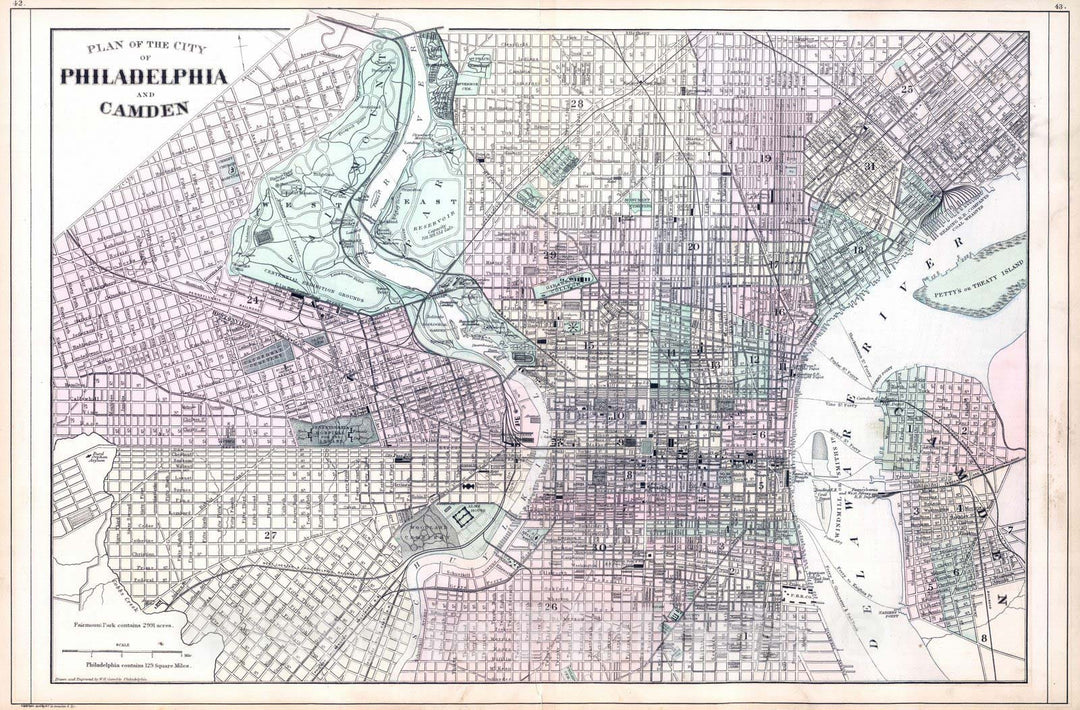 Historic Map : 1886 Philadelphia, Camden. - Vintage Wall Art