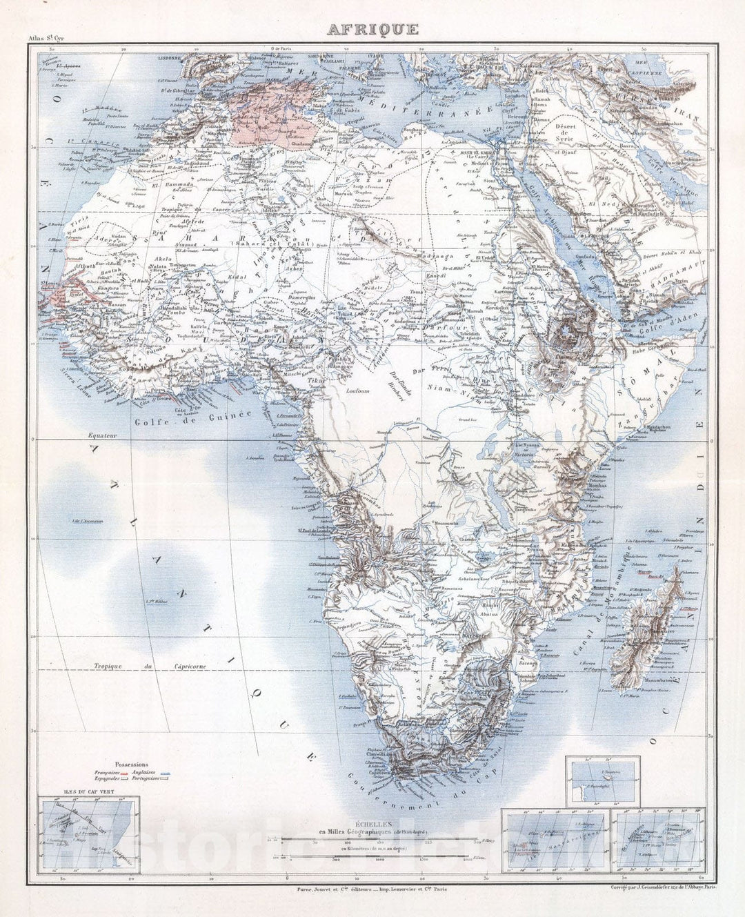 Historic Map : Madagascar, , Africa 1882 Afrique. , Vintage Wall Art