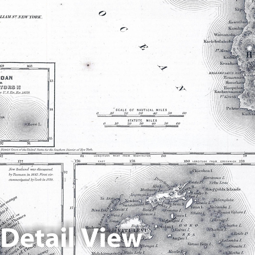 Historic Map : 1865 Hawaiian Group or Sandwich Islands. New Zealand. Viti Group of Feejee Islands. Tonga or Friendly Islands. - Vintage Wall Art