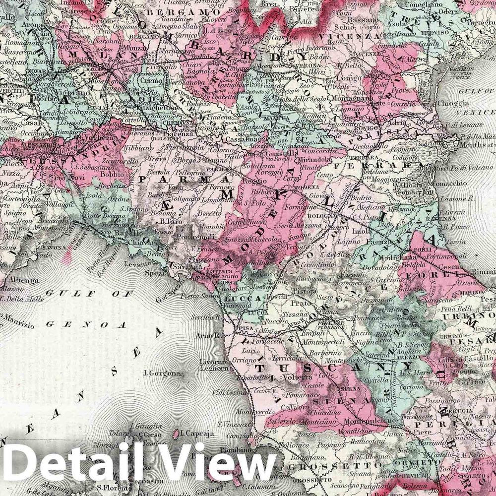 Historic Map : 1869 Northern Italy. - Vintage Wall Art