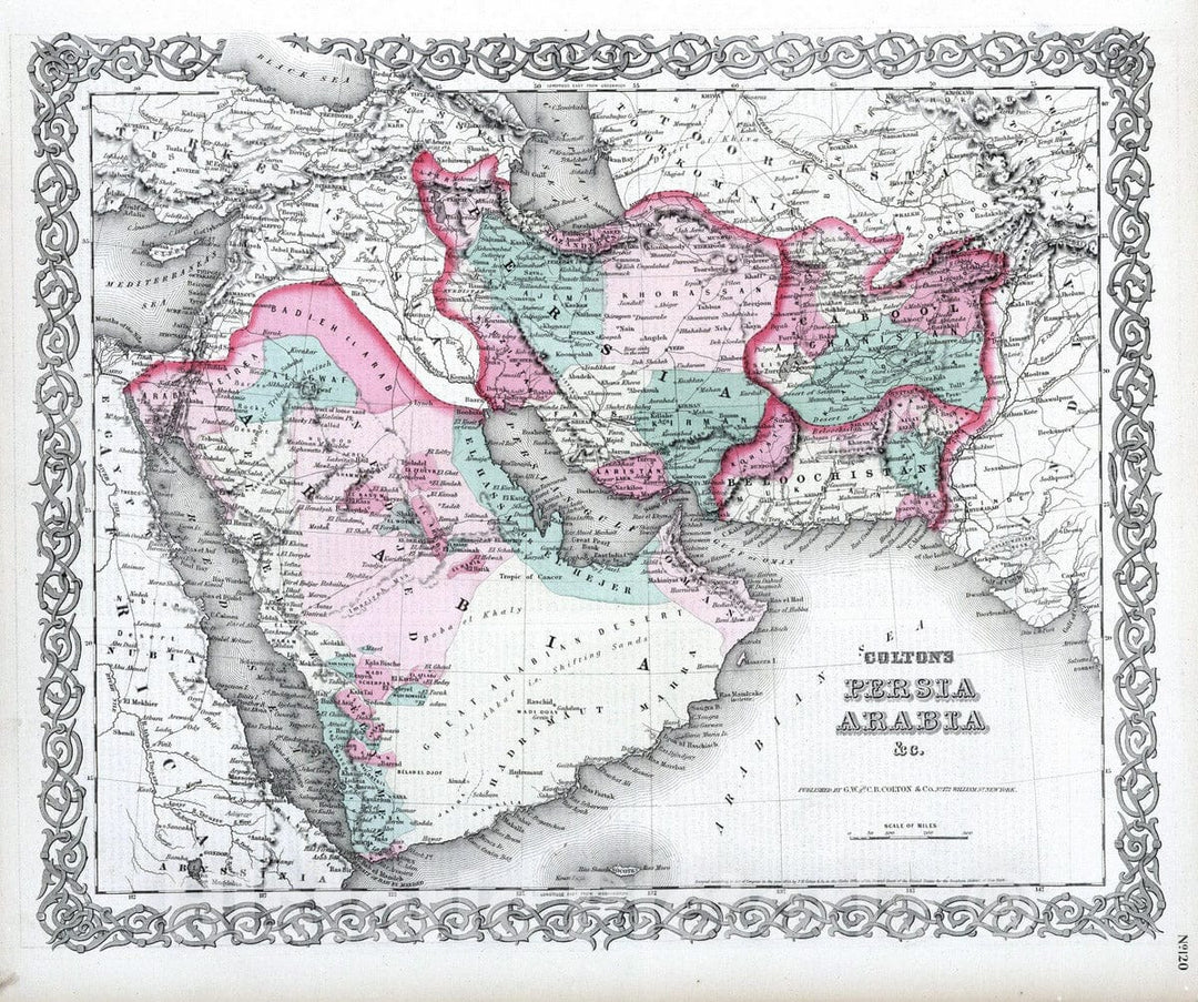 Historic Map : 1869 Persia Arabia. - Vintage Wall Art