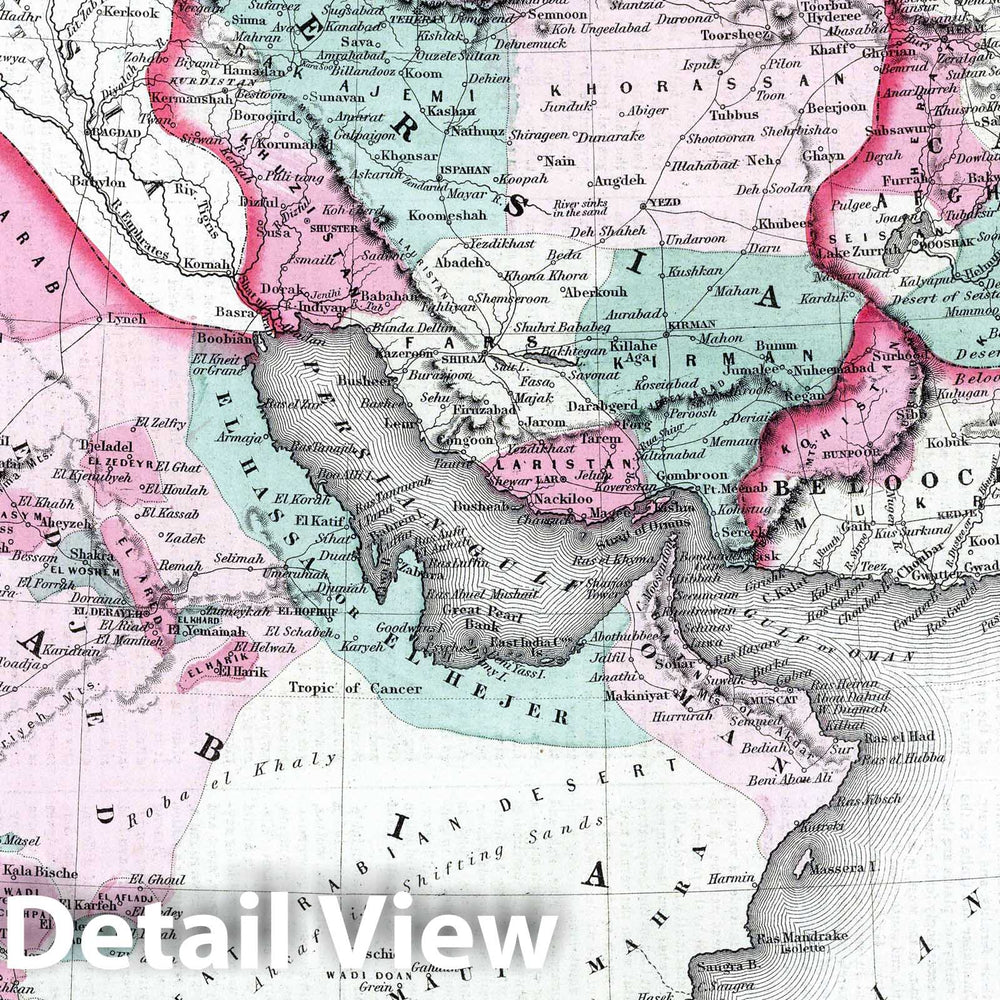 Historic Map : 1869 Persia Arabia. - Vintage Wall Art