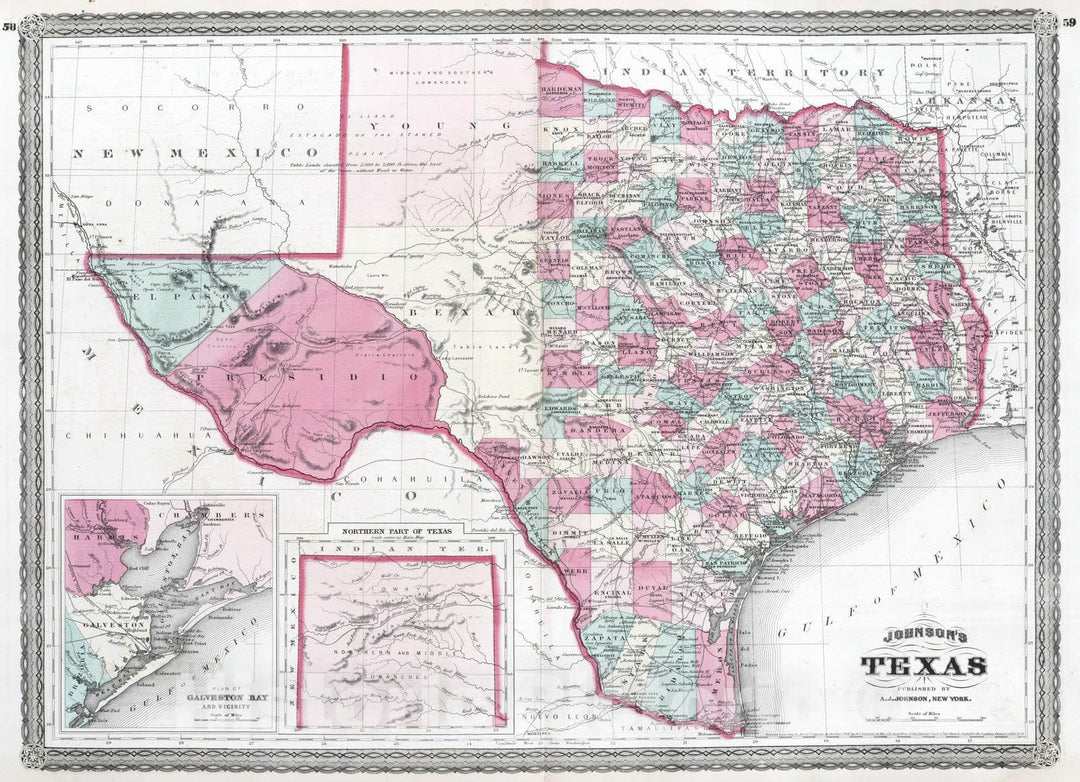 Historic Map : 1870 Texas. - Vintage Wall Art