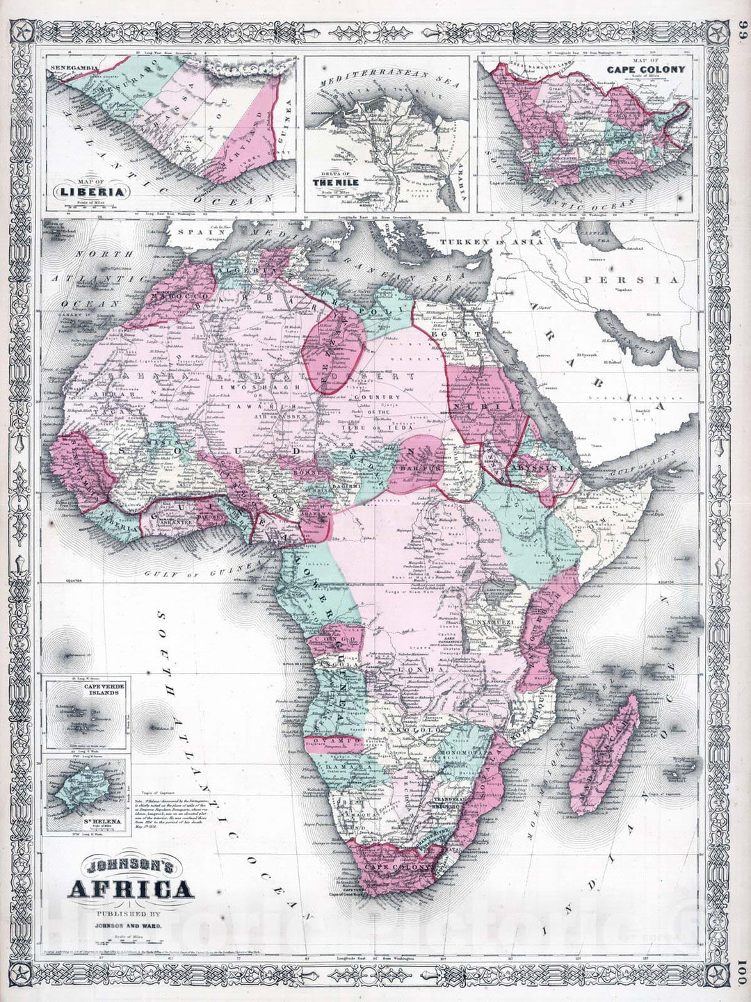 Historic Map : 1864 Africa : Vintage Wall Art