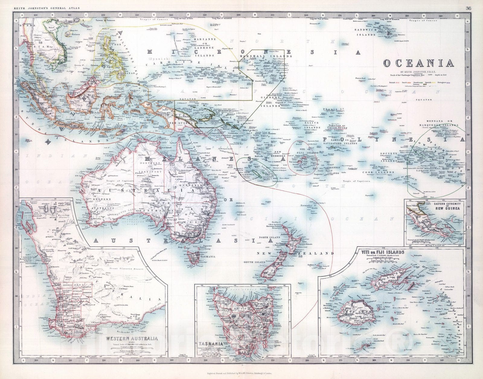 Historic Map : 1893 Oceania. - Vintage Wall Art