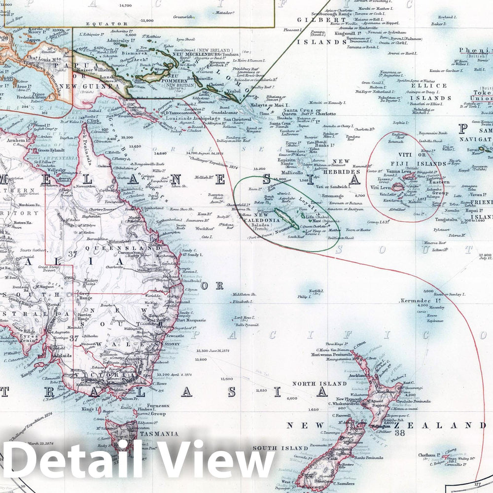 Historic Map : 1893 Oceania. - Vintage Wall Art