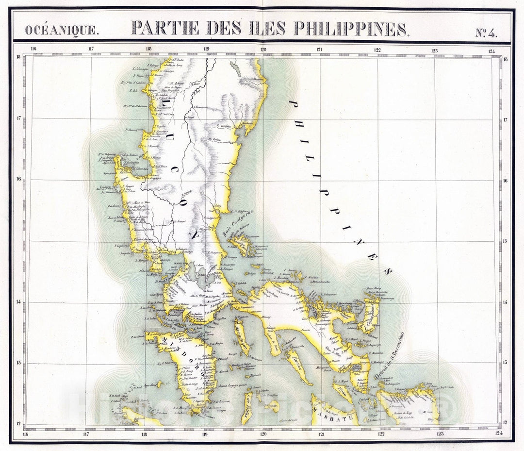 Historic Map : Philippines, 1827 Partie, Iles Philippines. Oceanique no. 4. , Vintage Wall Art