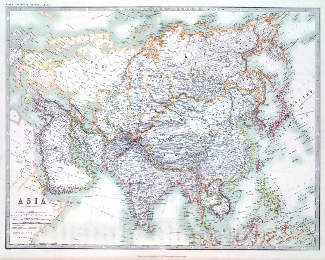 Historic Map : 1911 Asia : Vintage Wall Art