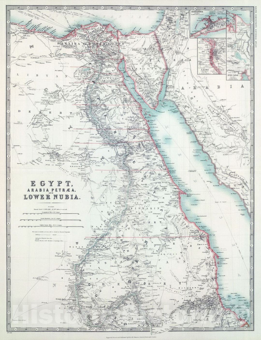 Historic Map : 1910 Egypt, Arabia Petraea, and Lower Nubia. - Vintage Wall Art