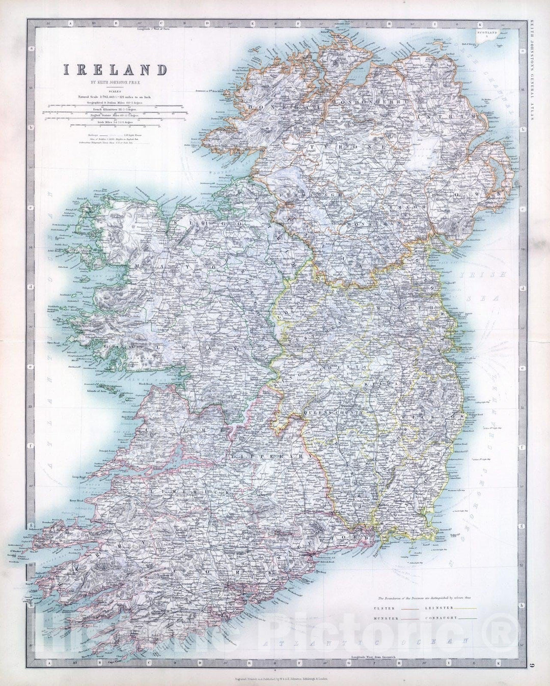 Historic Map : 1893 Ireland : Vintage Wall Art