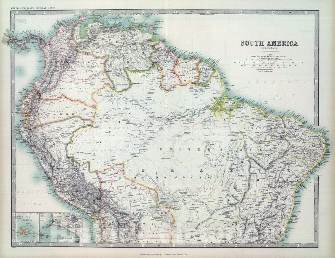 Historic Map : 1911 South America (northern sheet). - Vintage Wall Art