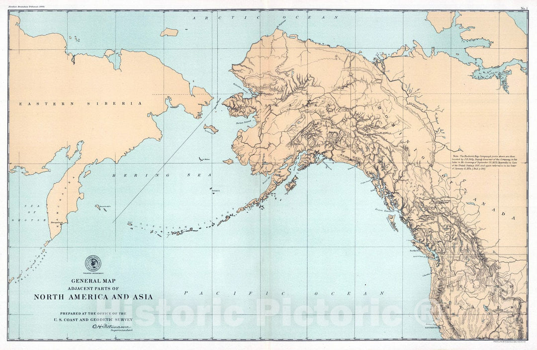 Historic Map : 1903 General Map. Parts of North America and Asia. - Vintage Wall Art